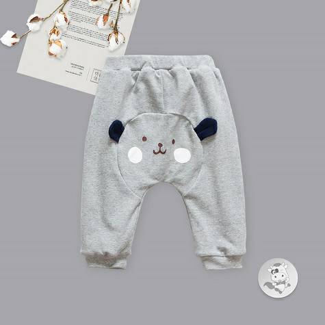 Verantwortung Baby boys and girls cute vertical-eared kitten plus velvet big PP pants light hemp gray