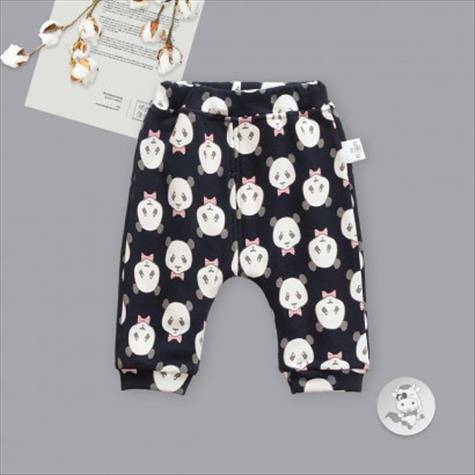 Verantwortung Baby boys and girls playful panda print plus velvet big PP pants navy blue