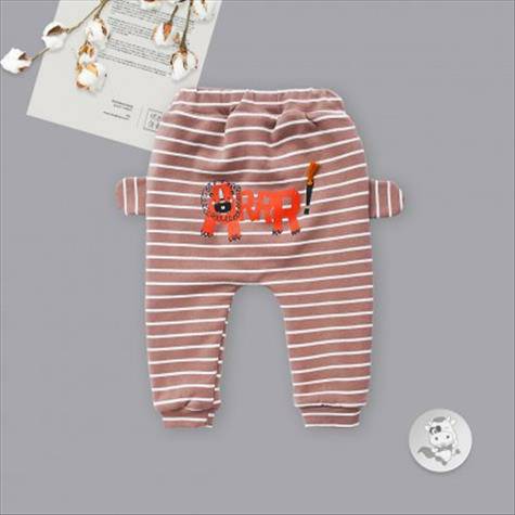 Verantwortung Baby boys and girls classic side ear horizontal pattern plus velvet large PP pants coffee color