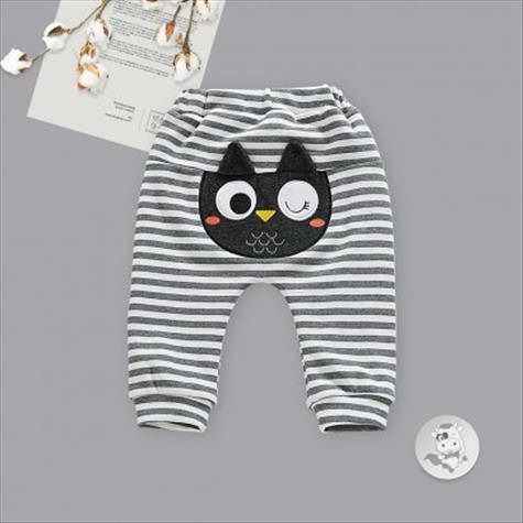 Verantwortung Baby boys and girls, vertical ear stripes, playful and cute owl plus velvet big PP pants gray