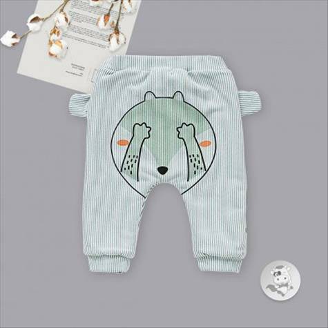 Verantwortung Baby boys and girls casual wild striped blindfolded fox plus velvet big PP pants green
