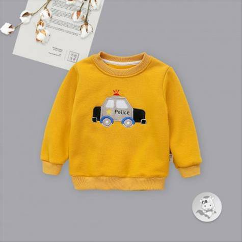 Verantwortung Baby boys and girls European-style simple city patrolman plus velvet pullover sweater yellow