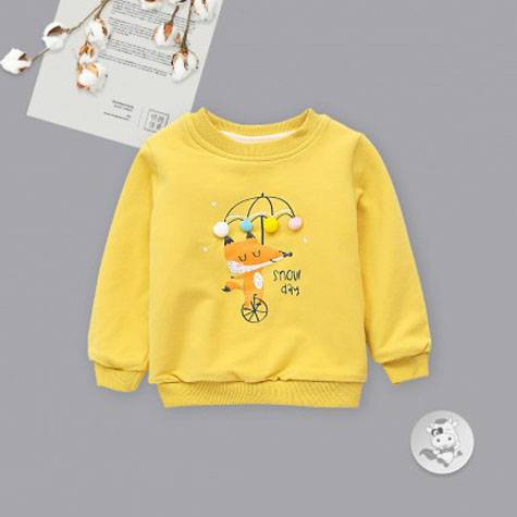 Verantwortung Baby boys and girls European classic little fox pullover and velvet sweater yellow
