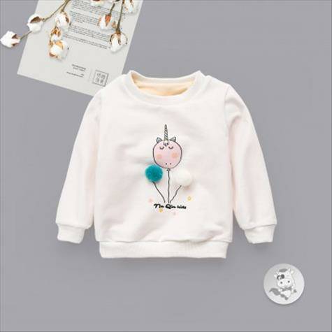 Verantwortung Baby boys and girls European classic small balloon pullover plus velvet sweater white
