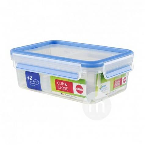 EMSA German square plastic snack box with lid and compartment 1L overseas local original