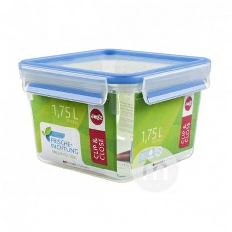 EMSA German Square Plastic Snack Box with Lid, 1.75L Overseas Local Original