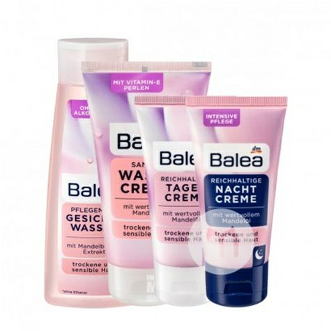 [4 pieces]Balea Almond Essence Gentle Cleanser + Toner + Day Cream + Night Cream Original Overseas