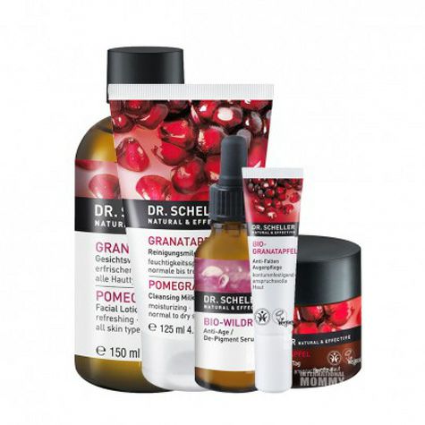 [5 pieces]Dr. Scheller German Organic Red Pomegranate Cleanser + Eye Cream + Day Cream + Toner + Wild Rose Moisturizing 