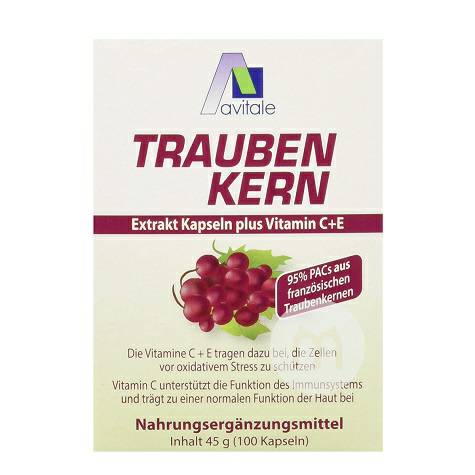 Avitale German Grape Seed Extract 100 Capsules Original Overseas