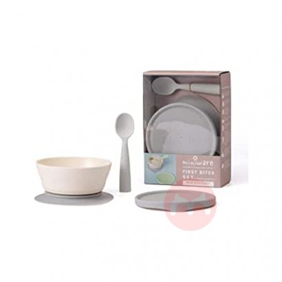 Miniware American Miniware Baby Suction Cup Cereal Bowl with Baby Training Spoon Gray Overseas Native Original