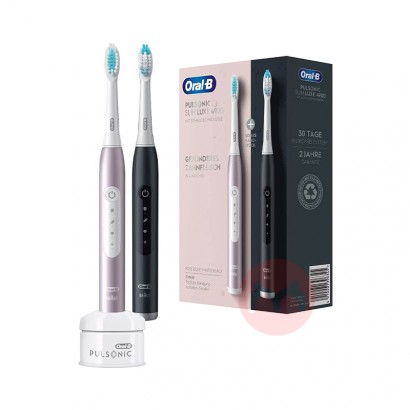 BRAUN Oral-b Pulsonic Slim Luxe 4900 Electric Toothbrush Two Pack Black/Rose Gold Original Overseas Local Edition