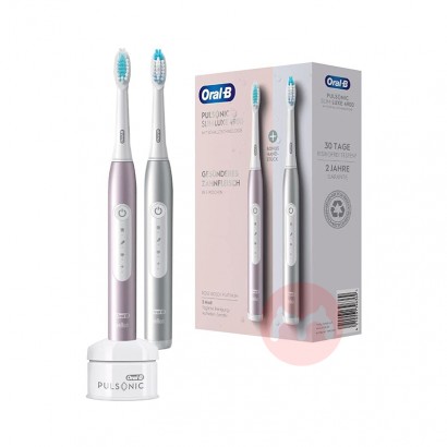 BRAUN Oral-b Pulsonic Slim Luxe 4900 Electric Toothbrush Two Pack White/Rose Gold Original Overseas Local Edition