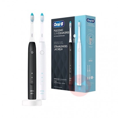 BRAUN Oral-b Pulsonic Slim Clean 2900 Electric Toothbrush Two Black and White Original Overseas Local Edition