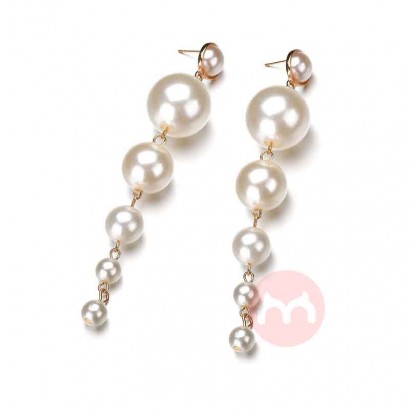 LXY Simple Large And Small Artificial Pearl Long Earrings All-Match Atmospheric Earrings Women'S Accessories