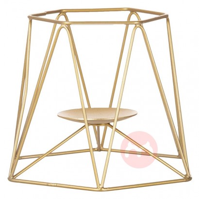 Metal Hexagon Candle Stand Showpiece Holder Transparent Pink Glass Wall Mount Designer Glass Cups for Home Decoration