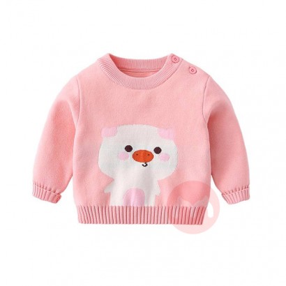 Cartoon Jacquard Long Sleeve Knitted Baby Sweater Warm Kids Clothes For Winter