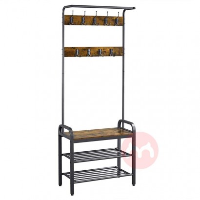 Clothes Rack and Shoe Bench with 23 Hooks or Coat Hat Shoe Rack Stand with 3-Tier shoes holder