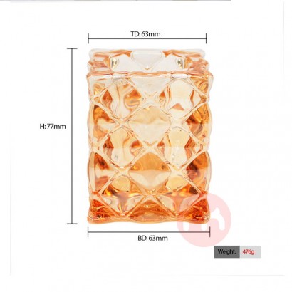 FengJun square Decorative luxury custom crystal pearlized other glass candle holders, lanterns and candle jars