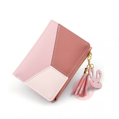 OEM Ladies Short Wallet Geometric Small Leather Zipper Purse Tassel Wallets Simple Card Holder Women Wallet