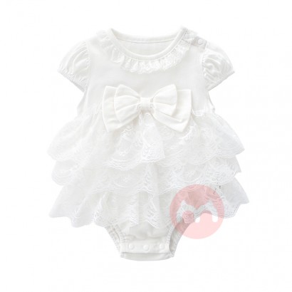 Princess Newborn Baby Girl Jumpsuit Infant Toddler Bodysuit Short Sleeve layered skirt Lace Jumpsuit