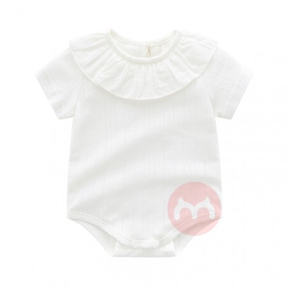 Wholesale baby clothes cotton ruffled collar jumpsuit short sleeve newborn baby girls' rompers for summer