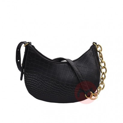 OEM fashion Crocodile Pattern PU Leather Saddle Bags Women 2022 Handbags Crossbody Shoulder Bag 