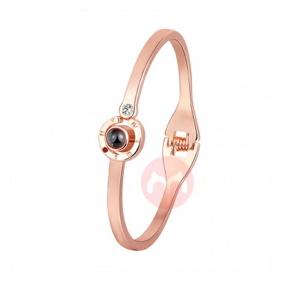 OEM New Valentine's Day Rose Gold Bracelet 100 Language I love you Projection Bracelet Charm Women Bracelet