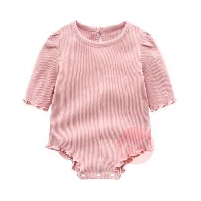 Wholesale Plain White and Pink Girls Dress, 100% Cotton Knit Baby Summer Onesie Clothes Ribbed Baby Romper