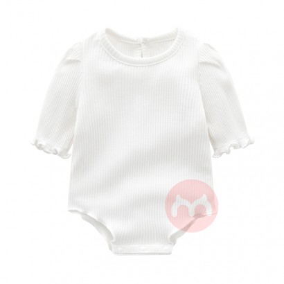 Wholesale Plain White and Pink Girls Dress, 100% Cotton Knit Baby Summer Onesie Clothes Ribbed Baby Romper