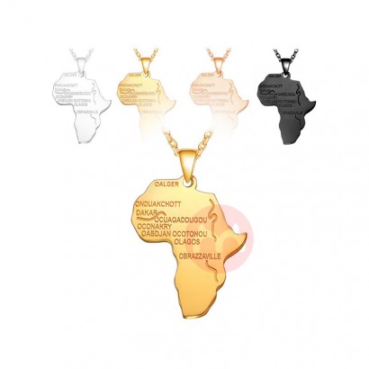 OEM Fashion Hip Hop Charm African Pendent Ethiopian Jewelry Women Men Gift Trendy African Map Necklace