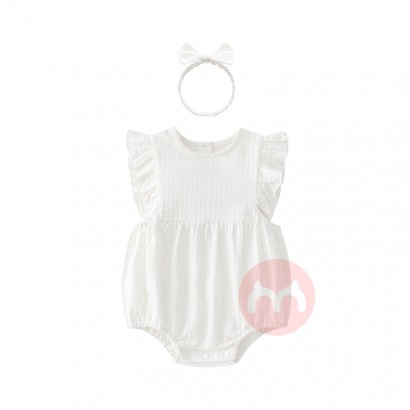 2022 baju baby summer Princess Style New Flying Sleeveless Baby Girls Cotton Clothes Rompers with Free Hairbands