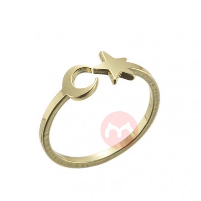 OEM Wholesale Personality Star And Moon Adjustable Stainless Steel Couple Ring