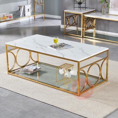 Factory stainless steel living room table Marble top Direct Sale Center Coffee Table Wholesale Square Coffee Tables Mode