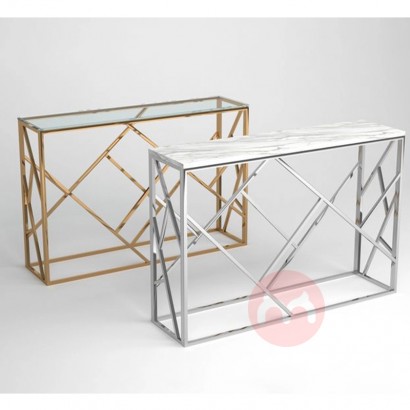 2021 new style glass table with metal legs and stainless steel base otros muebles de sala de comedor Console table