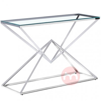 Wholesale modern luxury gold stainless steel lounge table tisch frame otros muebles sala de comed tempered glass Console