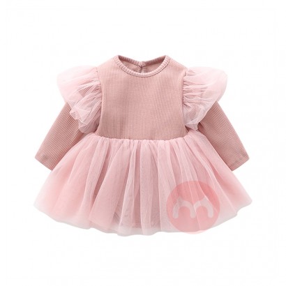 New products 0-12 months spring/autumn baby girl romper stretch stripe princess baby girl dress
