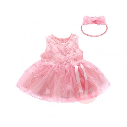 Princess Newborn Baby Girl Dress with Bowknot Hairband Infant Toddler Party Dress 0-12 Months Kids Baby Clothes Set Clot