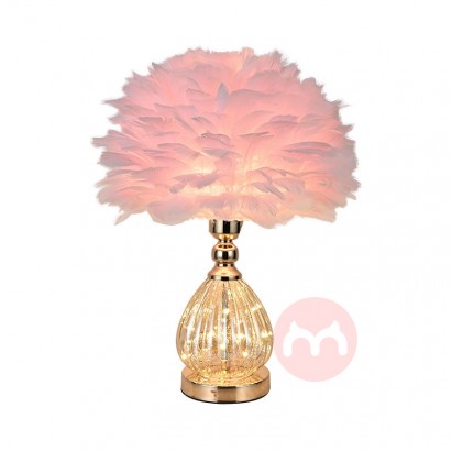 Living room table lamp cute girly LED bedroom bedside lamp fashion creative pink feather lamp