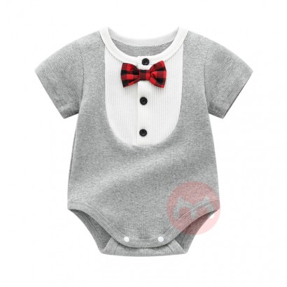 Anbloo New Arrival Short Sleeved Knitted Cotton Clothing Baby Rompers for 0-12 Months Boys Handsome summer Jumpsuit with