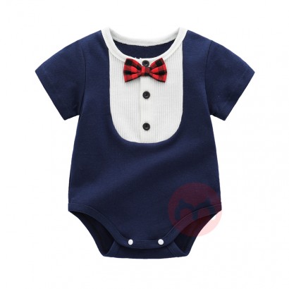 Anbloo New Arrival Short Sleeved Knitted Cotton Clothing Baby Rompers for 0-12 Months Boys Handsome summer Jumpsuit with