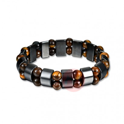 New arrival European and American black gallstone tiger eye stone handmade beaded men's bracelet