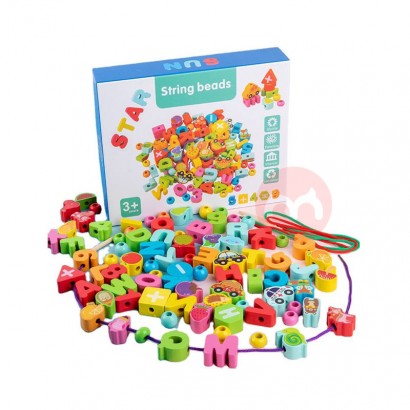wooden number threading toy montess...