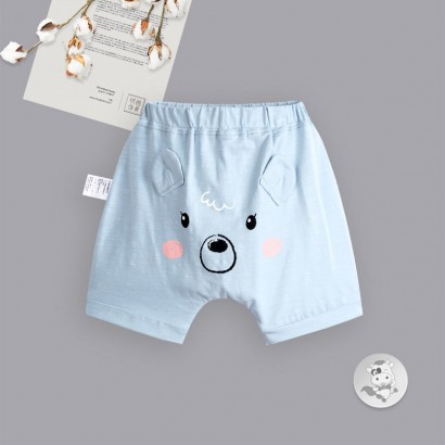 [2 pieces] Verantwortung Baby boys and girls cute little ear bear + simple three-point bear PP pants blue
