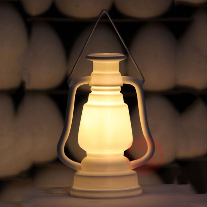 Home decoration vintage style lantern shape white glaze ceramic table lamp