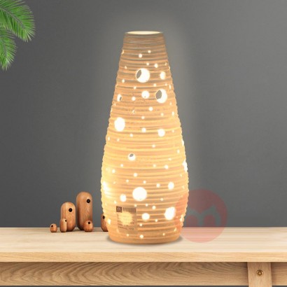Wholesale hollow out handmade small table lamp porcelain night light for bedroom