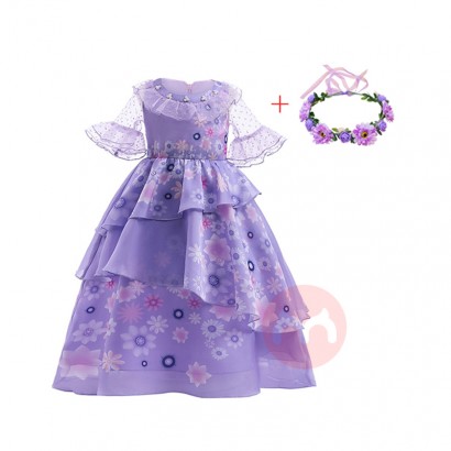 LZH 2022 Kids Halloween Carnival Costume Girl Princess Party Dress Up Children Fancy Encanto Cosplay Isabela Dress