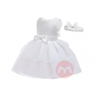 LZH Infant Princess Wedding Party Dress for Baby Girls Bow Lace 1 Year Birthday Baptism Dress