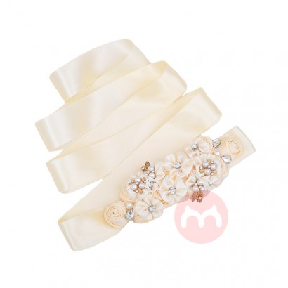 YouLaPan S497 Pretty Girls Dress Belt Champagne Silk Flowers Maternity Dress Flower Girl Belt Wedding Bridal Belt