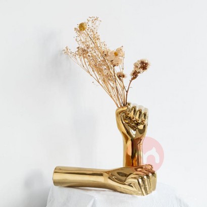 MSA Modern ceramic vases luxury dried flower arrangement golden shiny hand shaped vases