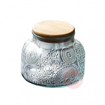 stglass 750ml clear kitchen & tabletop embossed glass cookie chinese tea storage jar packaging